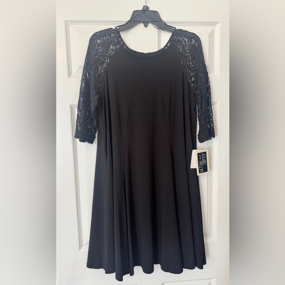 NWT Julian Taylor Elegant Black Lace Sleeve Dress